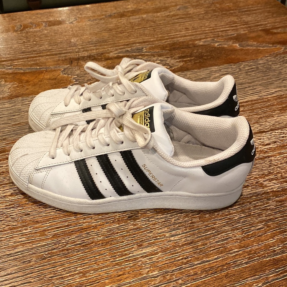 adidas Originals White and Black Superstar Athletic Shoes - Picture 6 of 6